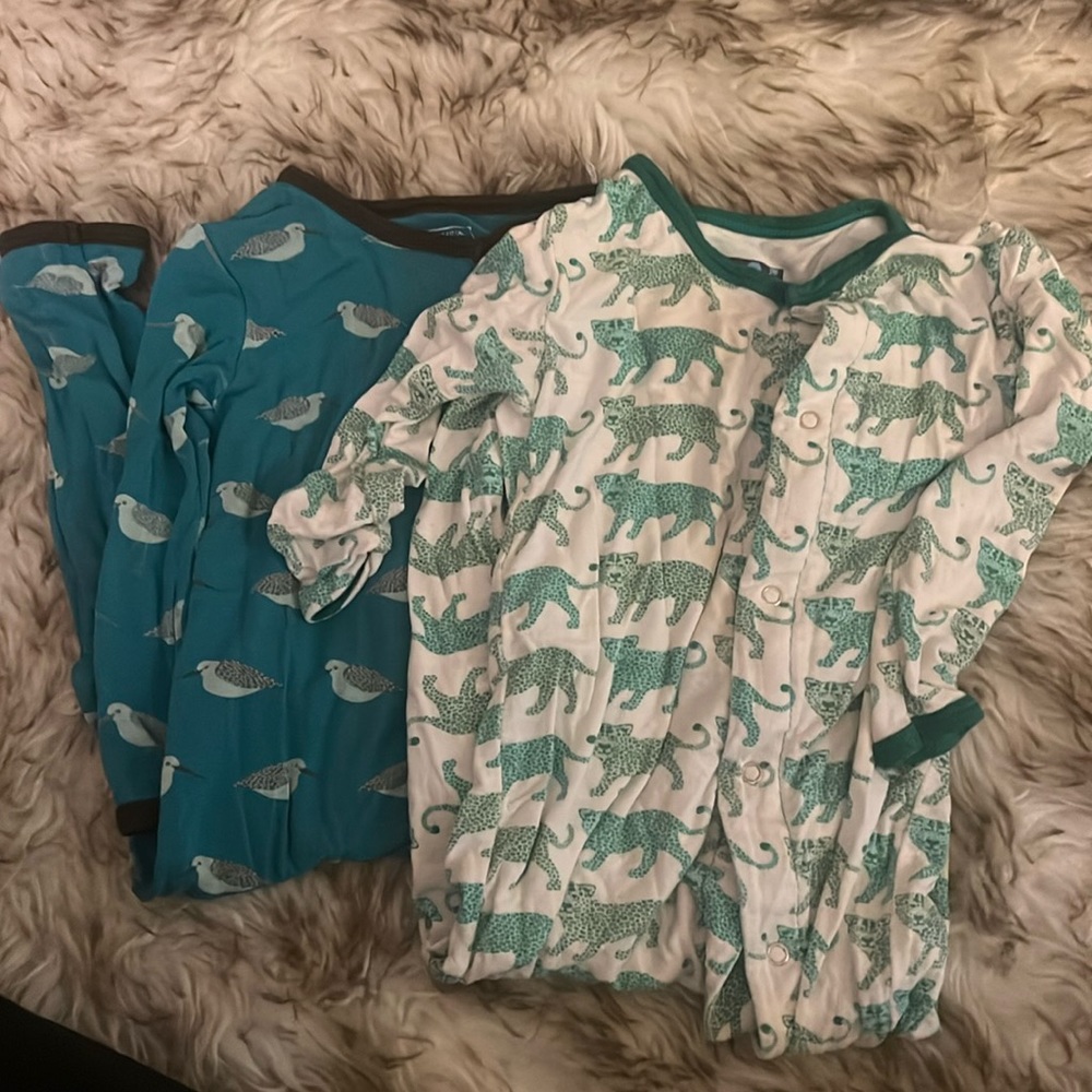 Two footless coveralls snaps bamboo